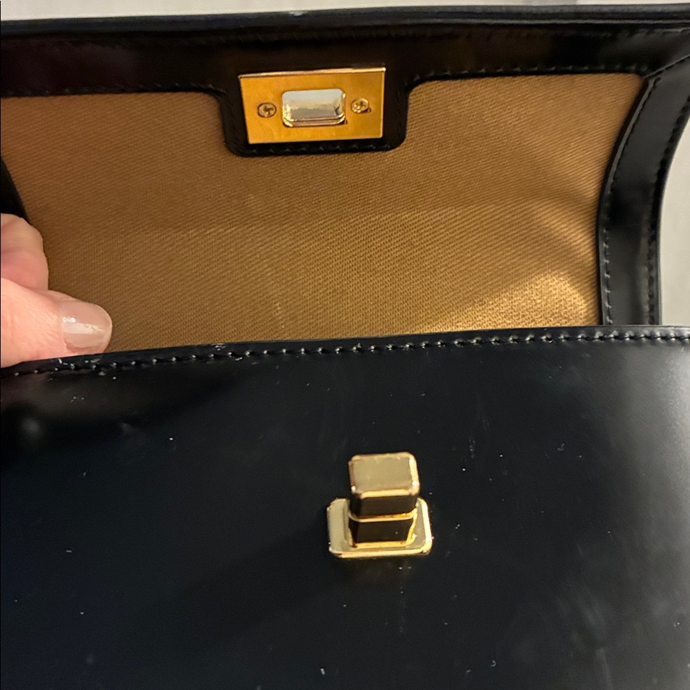 J. Crew Black Crossbody Bag with Gold Accents - Picture 3 of 3